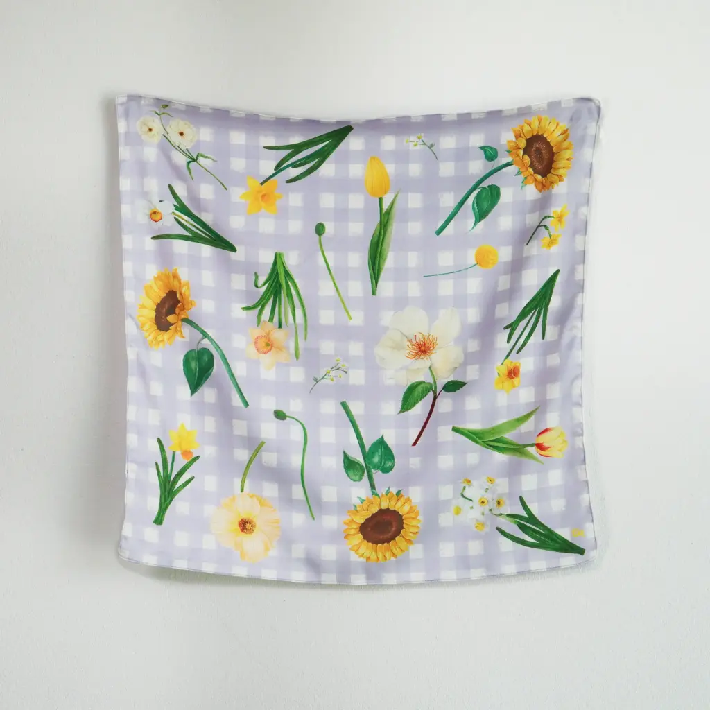 Flower Table : Silk Satin Scarf