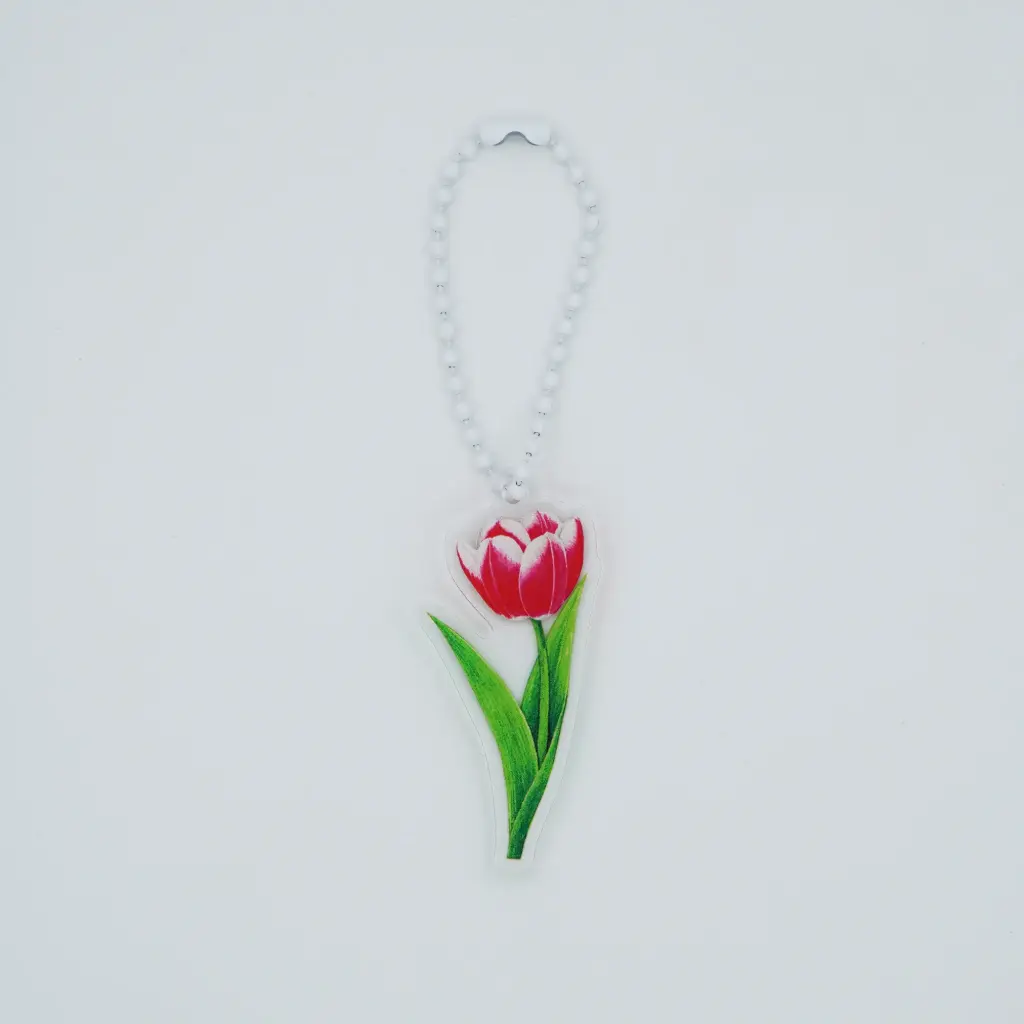 Tulip red white : Keychain