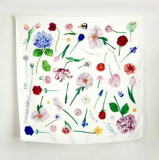 White Garden : Silk Satin Scarf
